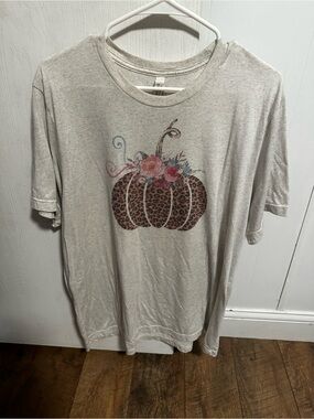 Leopard Pumpkin Graphic Tee - Light Heather 2X